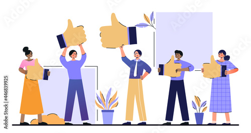 Customer reviews rating concept. Customers leave their reviews about the products. Feedback and rating from user. Support for business satisfaction. Flat vector illustration on a white background