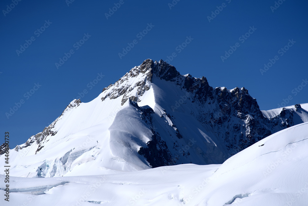 Naklejka premium Beautiful glacier landscape seen from Jungfraujoch on a sunny summer day. Photo taken July 20th, 2021, Lauterbrunnen, Switzerland.