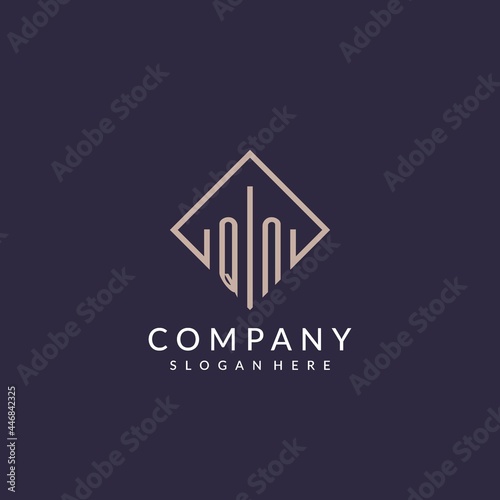 QN initial monogram logo with rectangle style design photo