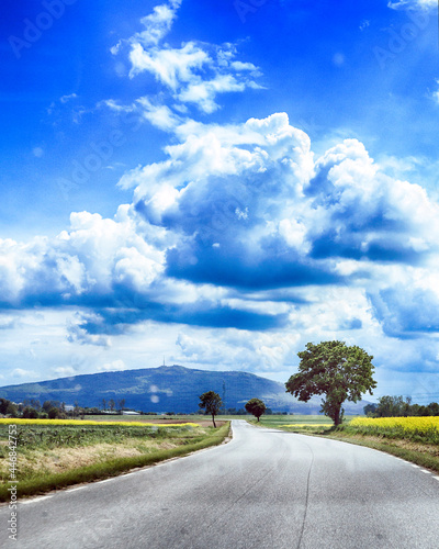 Sleza Landscape Park at the foot of the Sleza Mountain, in south-western Poland, Europe. Spring landscape. photo