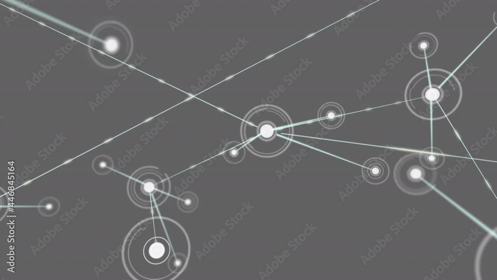 Digital animation of network of connections floating against grey background Digital animation of network of connections floating against grey background