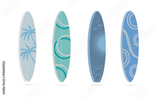set of surfboards isolated on white background. Vector illustration