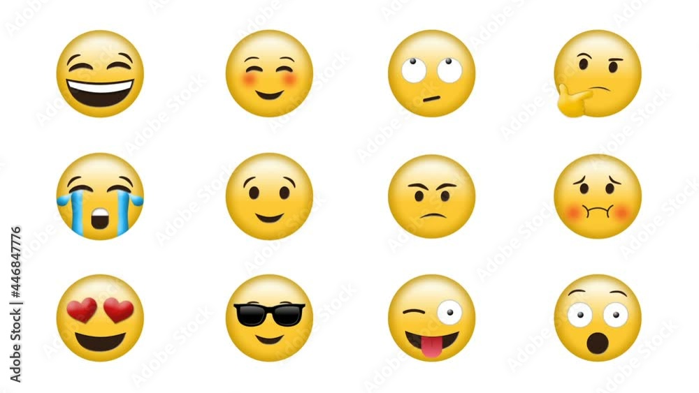 Animation of emojis icons on white background Animation of emojis icons on white background