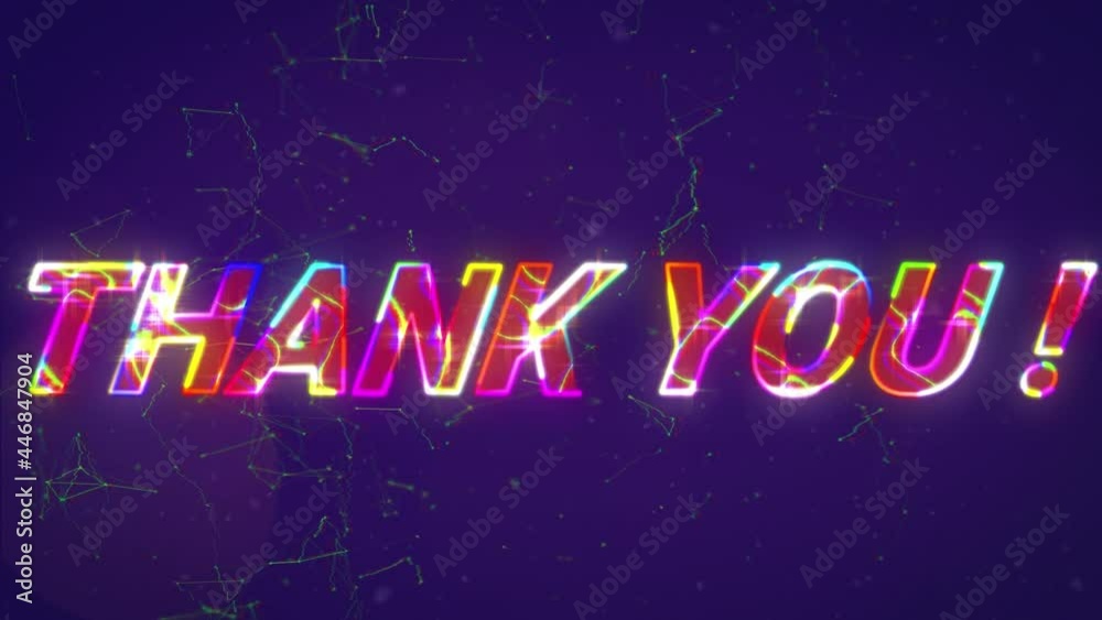 Animation of thank you text over network of connections on blue background Animation of thank you text over network of connections on blue background