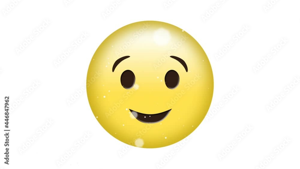 Animation of happy emoji icon over falling confetti on white background Animation of happy emoji icon over falling confetti on white background