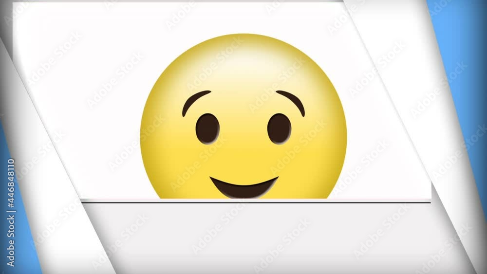 Digital animation of winking face emoji against white and blue background Digital animation of winking face emoji against white and blue background