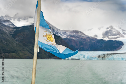 Argentine flag with Spegazzini glacier photo