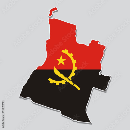Canvas Print Flag of Angola in the shape of the country's map