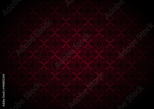 Vintage gothic background dark red and black, with classic Indian-Persian ornament. Vector illustration