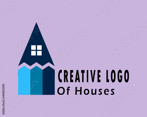 Real estate, builder logo, construction logo, creative logo house shape vector illustration color design template