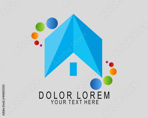 Real estate, builder logo, construction logo, creative logo house shape vector illustration color design template