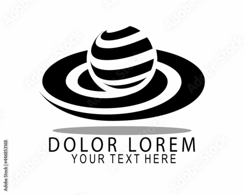 Ball Logo Design. circle symbol with swirl shadow, vector illustration