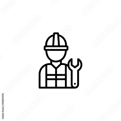 General labourer icon, linear isolated illustration, thin line vector, web design sign, outline concept symbol. Engineer person vector icon illustration isolated on white background. Builder icon. © fanisa