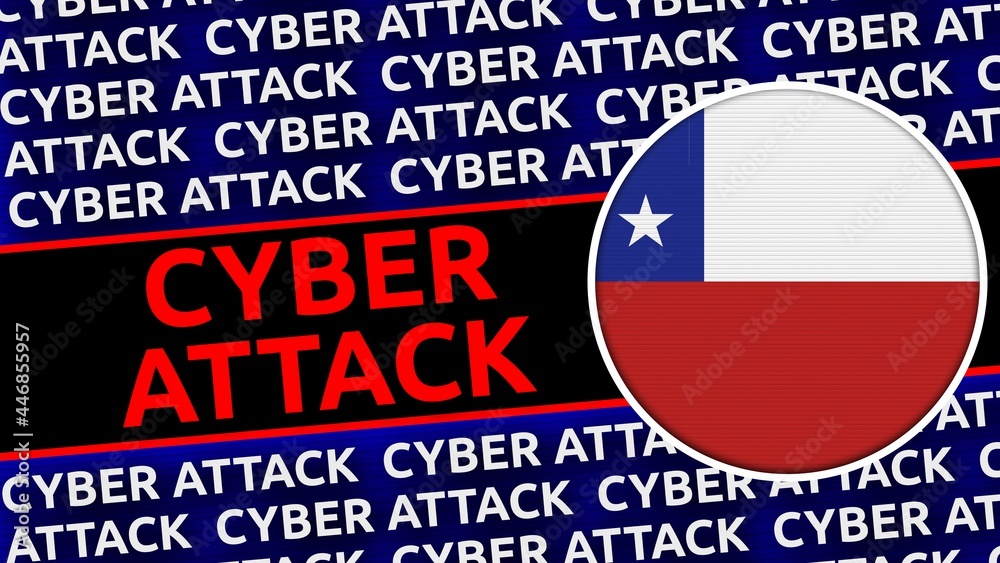 Chile Circular Flag with Cyber Attack Titles - 3D Illustration Chile Circular Flag with Cyber Attack Titles - 3D Illustration