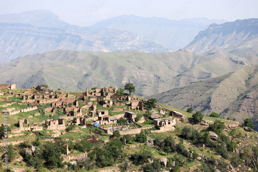 Obraz premium landscape in the mountains with almost abandoned ancient village Kurib in Dagestan