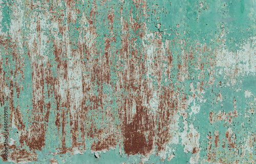 worn old rusty metal wall with bumps. Textured background. Iron background with scratches, corrosion and paint residues in grunge style. Design element. Copy space. Template for design.