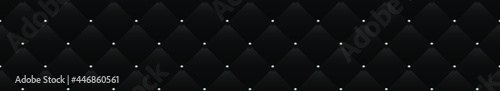 Black luxury background with small black beads and rhombuses. Seamless vector illustration. 