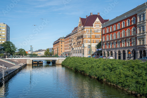 Canal view of Malmo and old buildings - Malmo, Sweden