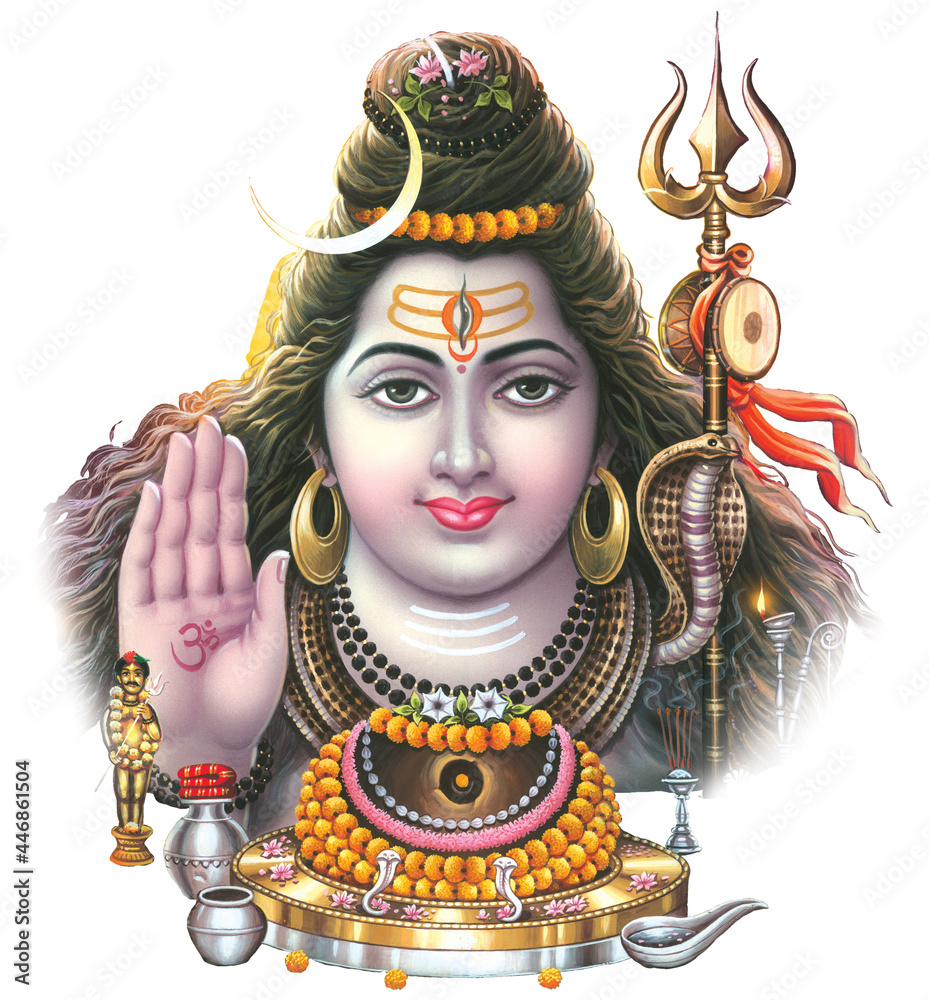 Hindu God Shiva Digital Painting Stock Illustration | Adobe Stock