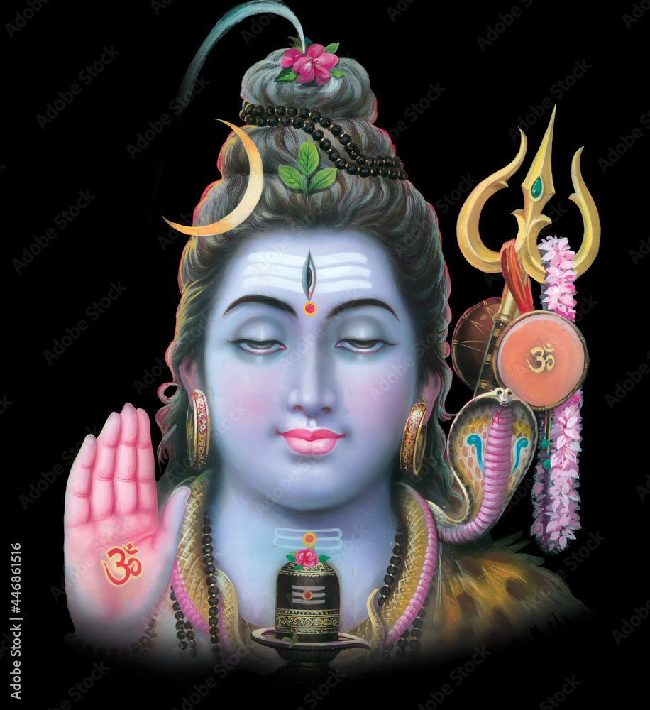 Hindu God Shiva Digital Painting Stock Illustration | Adobe Stock