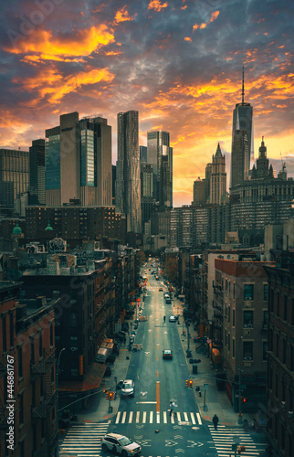 New York City street beautiful travel buildings people traffic © Cavan