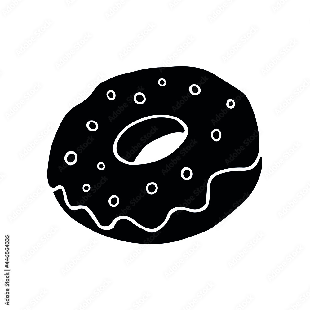 Vector hand drawn doodle sketch black donut isolated on white background Vector hand drawn doodle sketch black donut isolated on white background
