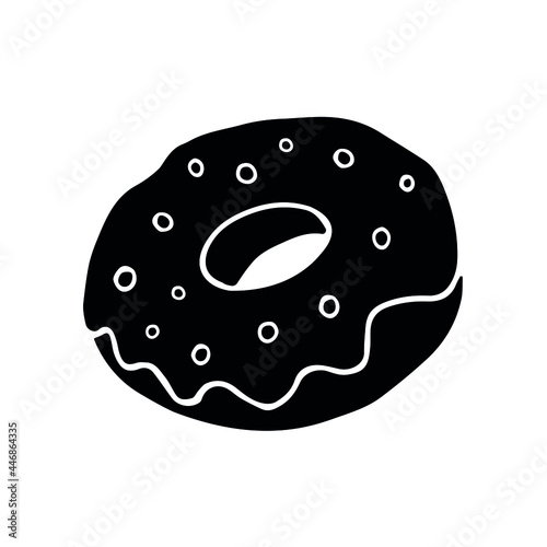 Vector hand drawn doodle sketch black donut isolated on white background