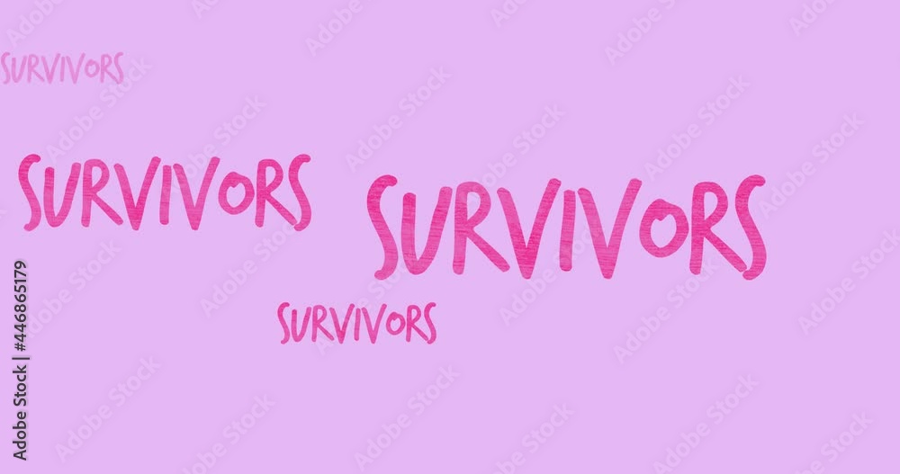 Animation of multiple pink survivor text appearing on pink background Animation of multiple pink survivor text appearing on pink background