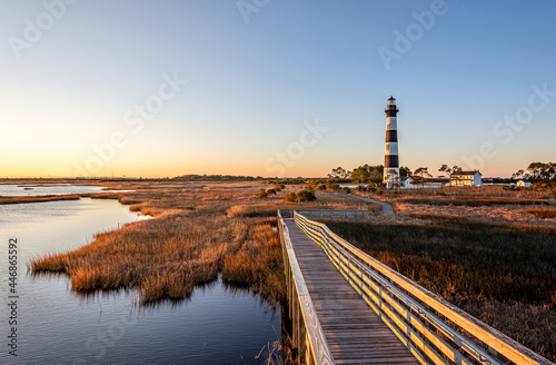 Bodie Island Lighthouse is located at the northern end of Cape Hatteras National Seashore, North Carolina , USA.