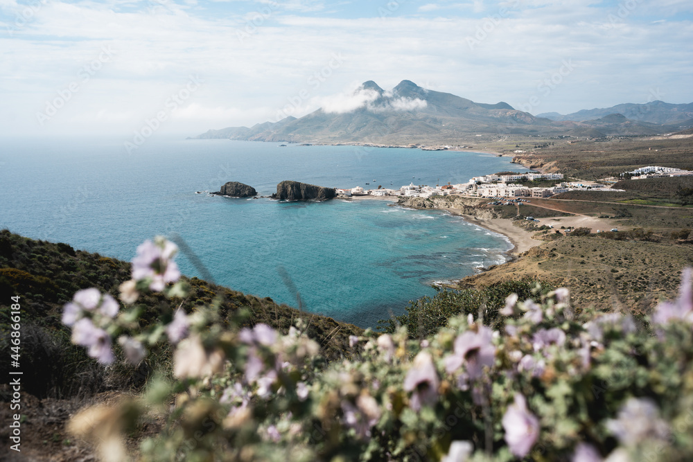 A fishing village on the Mediterranean coast in the spring season