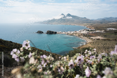 A fishing village on the Mediterranean coast in the spring season