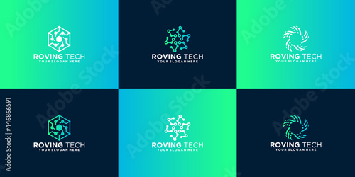 rotating technology logo, icon and business card design