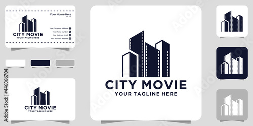 Building silhouette logo design inspiration and film cliches icon and business card designs
