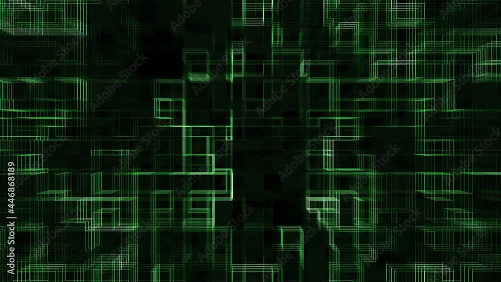 Green 3D Circuit Board Geometries Loop R Animation Background Green 3D Circuit Board Geometries Loop R Animation Background