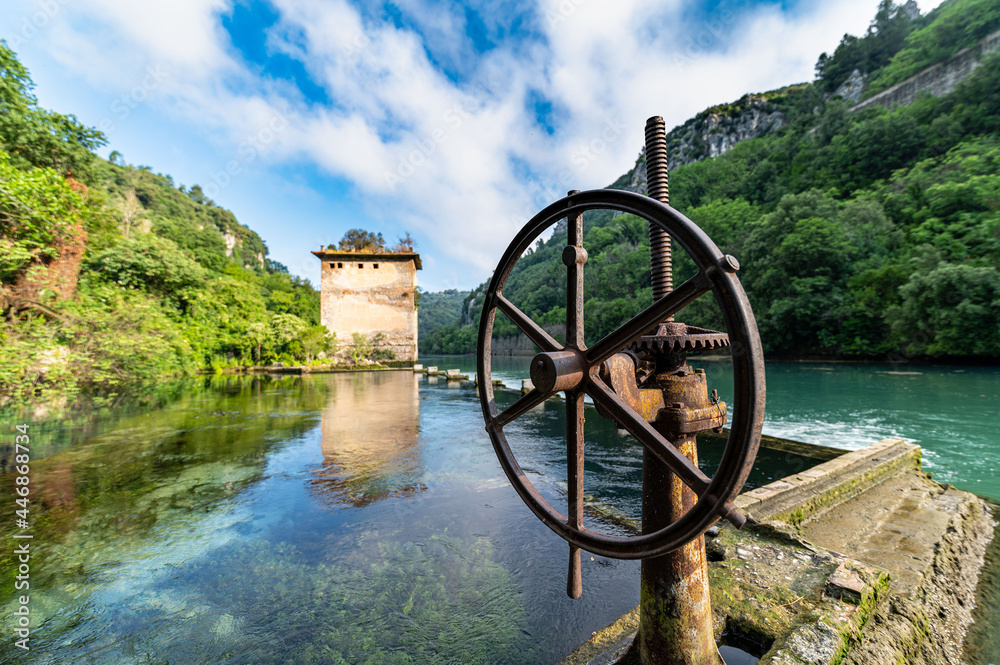 Fototapeta premium Stifone di Narni postoi characteristic for the blue water