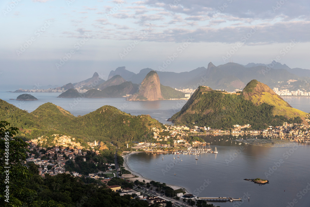 Beautiful view to ocean and green rainforest mountains Beautiful view to ocean and green rainforest mountains