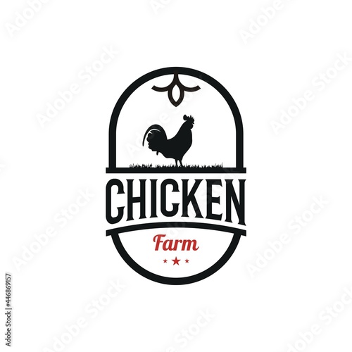 Chicken Rooster Poultry Farm Vintage Badge logo design inspiration