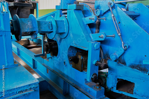Large gears of blue agave grinding machine to produce tequila