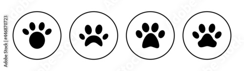 Paw icon set. paw print icon vector. dog or cat paw