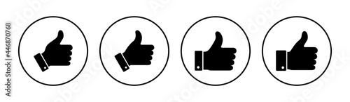 Thumbs up icon set. Hand like. Like icon vector.