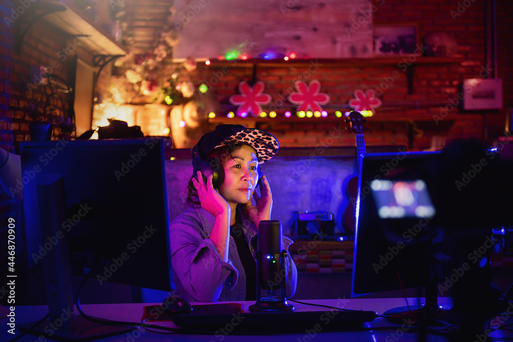 Vlogger editing video create content for upload on social media Vlogger editing video create content for upload on social media