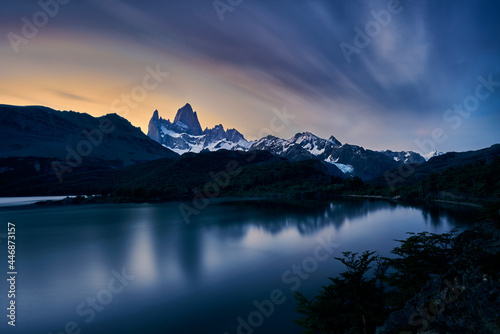 sunset on Mount Fitz Roy in Patagonia Argentina photo