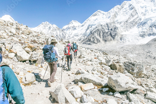 A team of climbers is headed towards Everest Base Camp photo