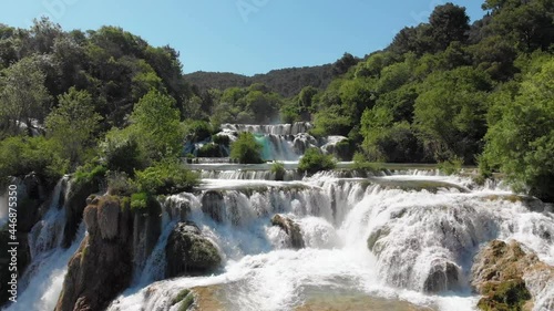 Aerial of the famous staircase waterfalls at the beautiful Krka Nation photo