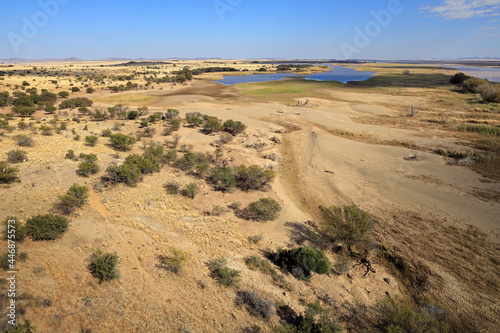 View of the Caledon river during the dry season, South Africa .