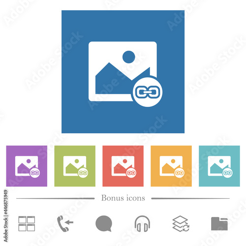 Link image flat white icons in square backgrounds