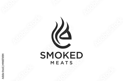Fototapeta Naklejka Na Ścianę i Meble -  Letter E for Smoky restaurant logo design inspiration