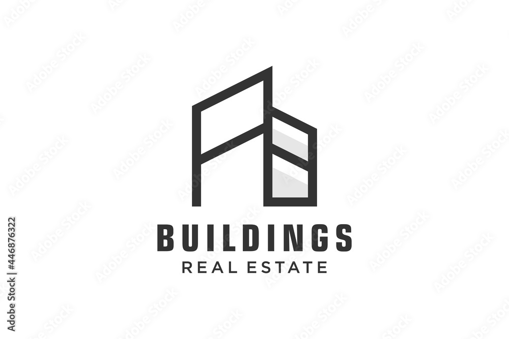 Letter A Simple modern building architecture logo design with line art skyscraper graphic Letter A Simple modern building architecture logo design with line art skyscraper graphic
