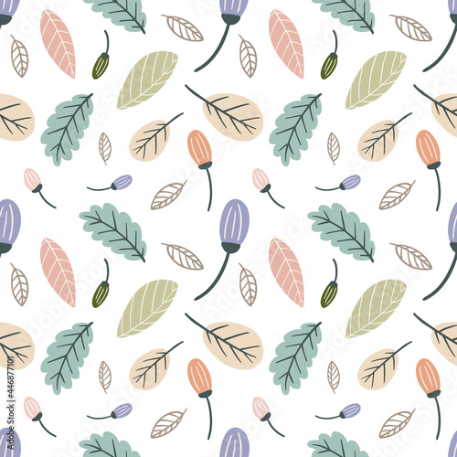 colorful seamless vector pattern with various leaf © verte