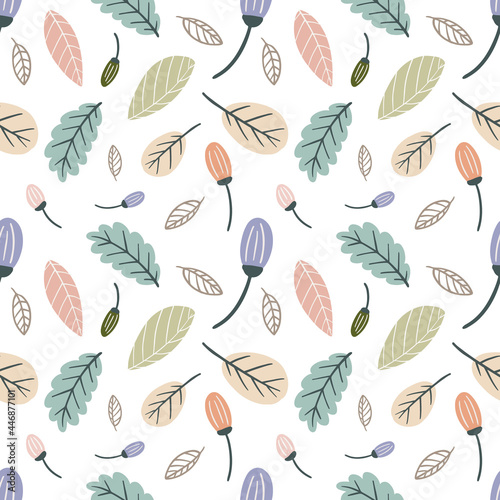 colorful seamless vector pattern with various leaf